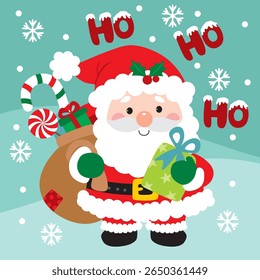 Cute Santa Claus Image For Christmas Card or Bag design