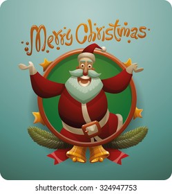 Cute Santa Claus jumping frame, vector