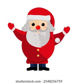  Cute Santa Claus in kawaii style - vector illustration