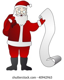 Cute Santa Claus with a list with free space for your text