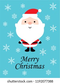 cute santa claus merry christmas greeting card vector