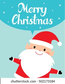 cute santa claus merry christmas greeting card vector