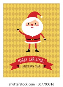 cute santa claus merry christmas greeting card vector illustration