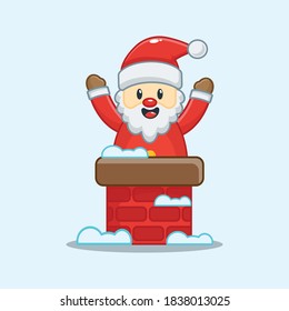 cute santa claus out of chimney