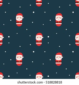 Cute Santa Claus pattern seamless background with snow, decoration of Christmas day for paper wrap.