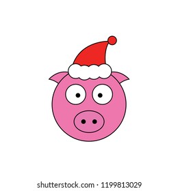 cute santa claus pig vector