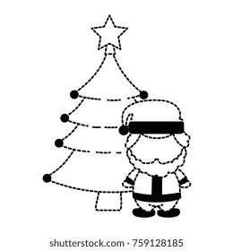 cute santa claus with pine kawaii character