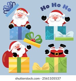 Cute Santa Claus Playing With Gifts On Christmas Day
