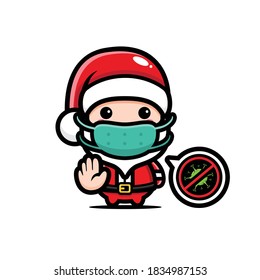 cute santa claus pose stop virus