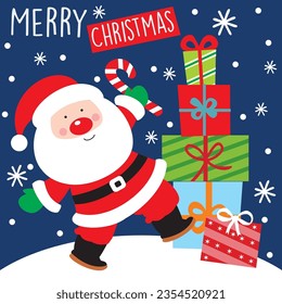 Cute Santa Claus with presents vector image