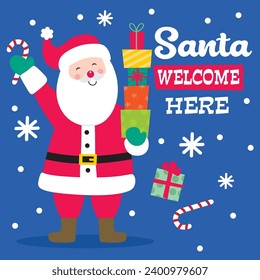 Cute Santa Claus with Presents vector