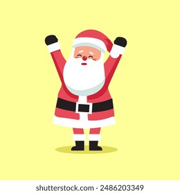 cute santa claus is raise both hands happy vector IIlustrations 