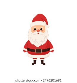 Cute Santa Claus in a red hat and brown boots. Vector illustration