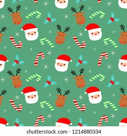 Cute Santa claus and reindeer seamless pattern. Cute Christmas concept.