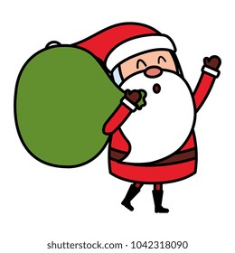 cute santa claus with sack comic character