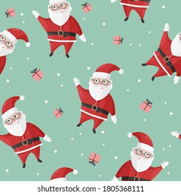 El lindo patrón de Santa Claus no tiene fisuras. Colorido fondo navideño.
