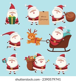 El lindo Santa Claus se puso. Ilustración vectorial 
