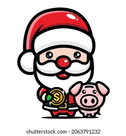 cute santa claus share money
