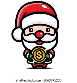 cute santa claus share money