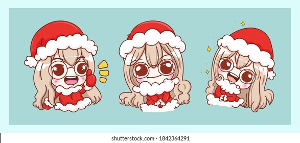Cute santa claus smile and happy isolated on merry christmas background with characters design.