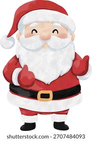 Cute Santa Claus Standing Pose – Watercolor Christmas Character