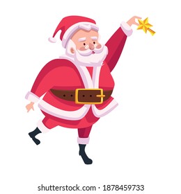 cute santa claus with star character vector illustration design