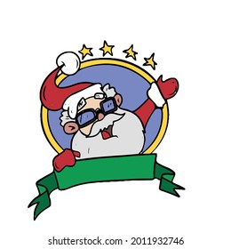 Cute Santa Claus sticker. children's vector illustration on a white isolated background for banners.