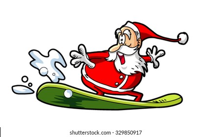 cute santa claus surfing vector