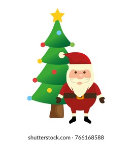 cute santa claus with tree