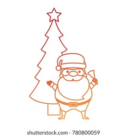 cute santa claus with tree kawaii character