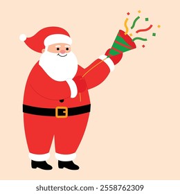 Cute Santa Claus using party popper illustration 