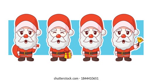 Cute Santa Claus Vector Cartoon Character Illustration Set