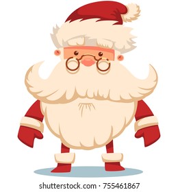 Cute Santa Claus vector cartoon Christmas character isolated on white background.