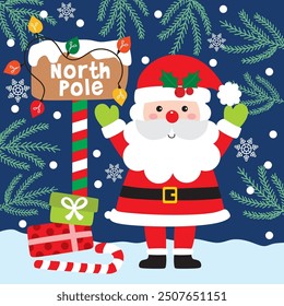 Cute Santa Claus vector For Christmas Card or Bag design