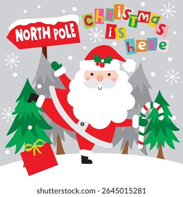 Cute Santa Claus Vector For Christmas Card or Bag design
