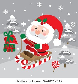 Cute Santa Claus Vector For Christmas Card or Bag design