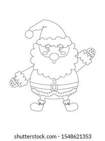 Cute Santa Claus vector illustration cartoon isolated on white background. Christmas Santan Claus vector cartoon colorless for coloring page. 