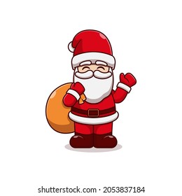 cute santa claus vector illustration design carrying a gift bag