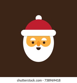Cute Santa Claus vector illustration, happy emoticon with smile on his face, flat design vector illustration.