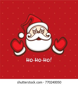 Cute Santa Claus vector illustration. Christmas cartoon character. Template for greeting card.