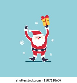 cute Santa Claus Vector isolated in blue background