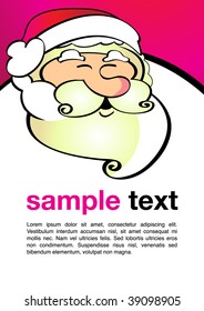 Cute Santa claus vector portrait with big beard, and copy space.