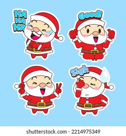 juego de vectores lindo santa claus, ilustración de navidad