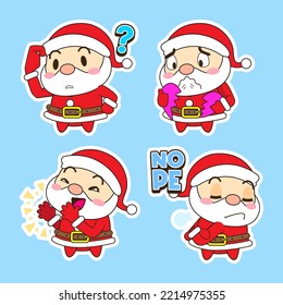 cute santa claus vector set, xmas illustration
