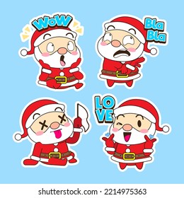 cute santa claus vector set, xmas illustration
