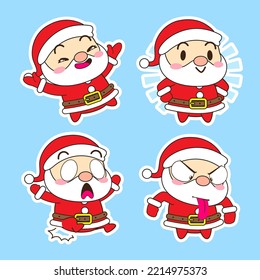 juego de vectores lindo santa claus, ilustración de navidad