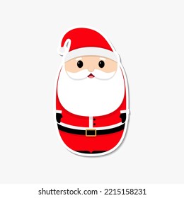 Cute Santa Claus vector sticker, Christmas cartoon character, cartoon Christmas Santa illustration For Stickers, Christmas cards, banners, tags, and labels.