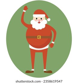 Cute Santa Claus waving his hand, on a white isolated background, in cartoon style, smiling, for Christmas Eve greeting cards, vector illustration, 10 EPS. grandpa in a New Year's costume