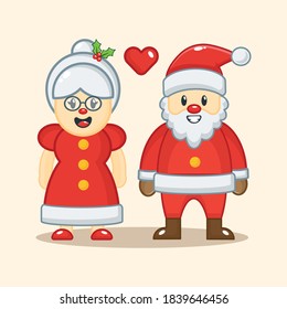 cute santa claus and wife in love