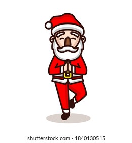 Cute Santa Claus with yoga pose